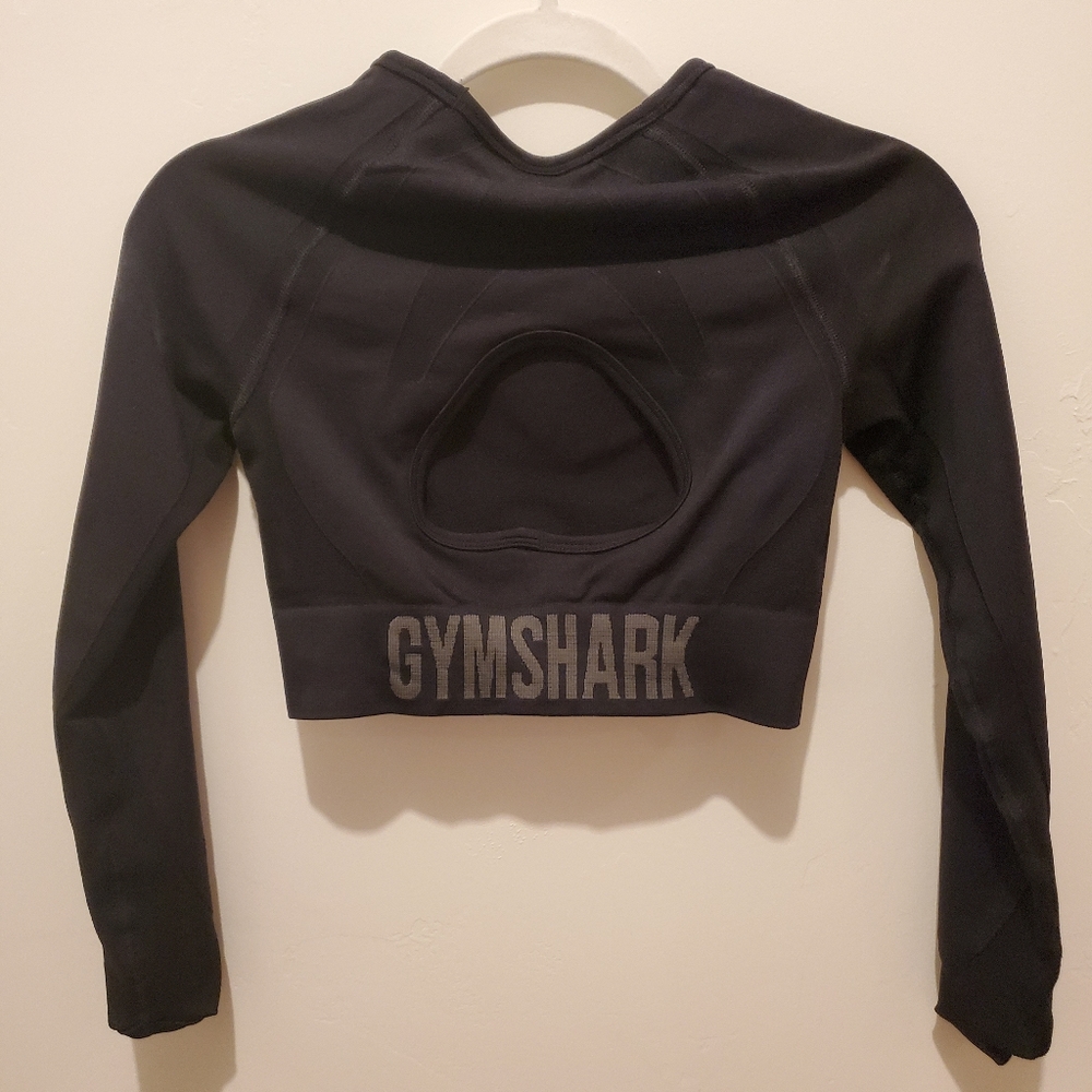 Black Gymshark Fitted Crop Top (M)